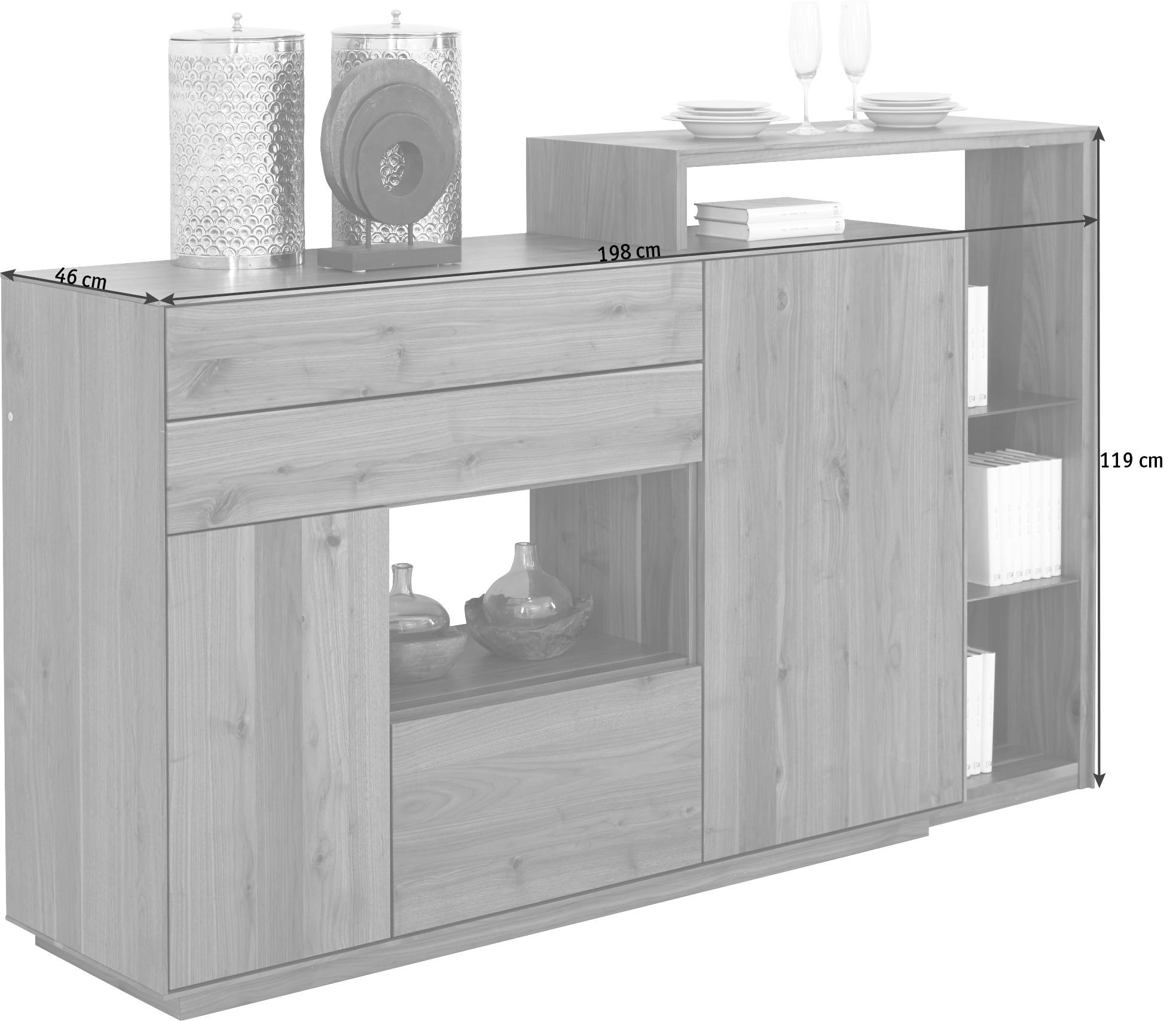 HIGHBOARD  in 198/119/46 cm  - Nussbaumfarben/Grau, Natur, Holz/Holzwerkstoff (198/119/46cm) - Anrei