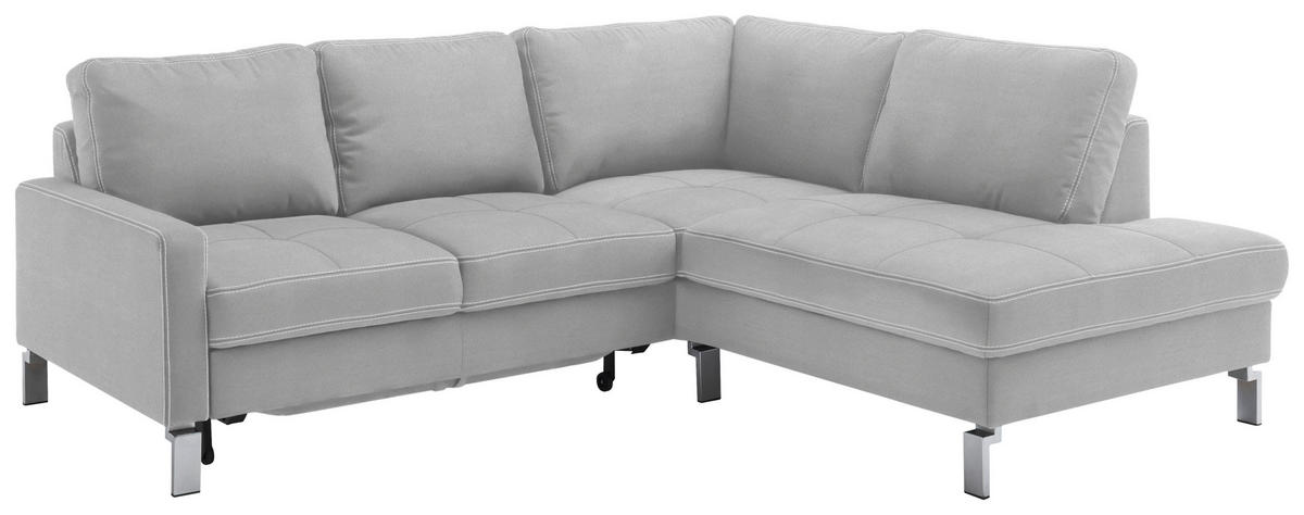 ECKSOFA in Mikrofaser Hellgrau  - Chromfarben/Beige, Design, Textil/Metall (229/200cm) - Pure Home Lifestyle