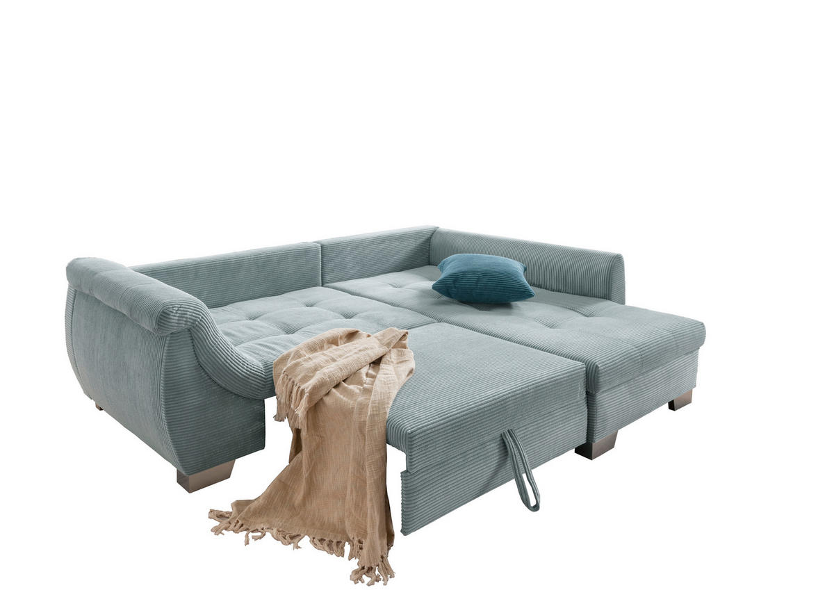 KUTNA GARNITURA tekstil  plava   - srebrne boje/boje petroleja, Design, tekstil/drvo (250/190cm) - MID.YOU
