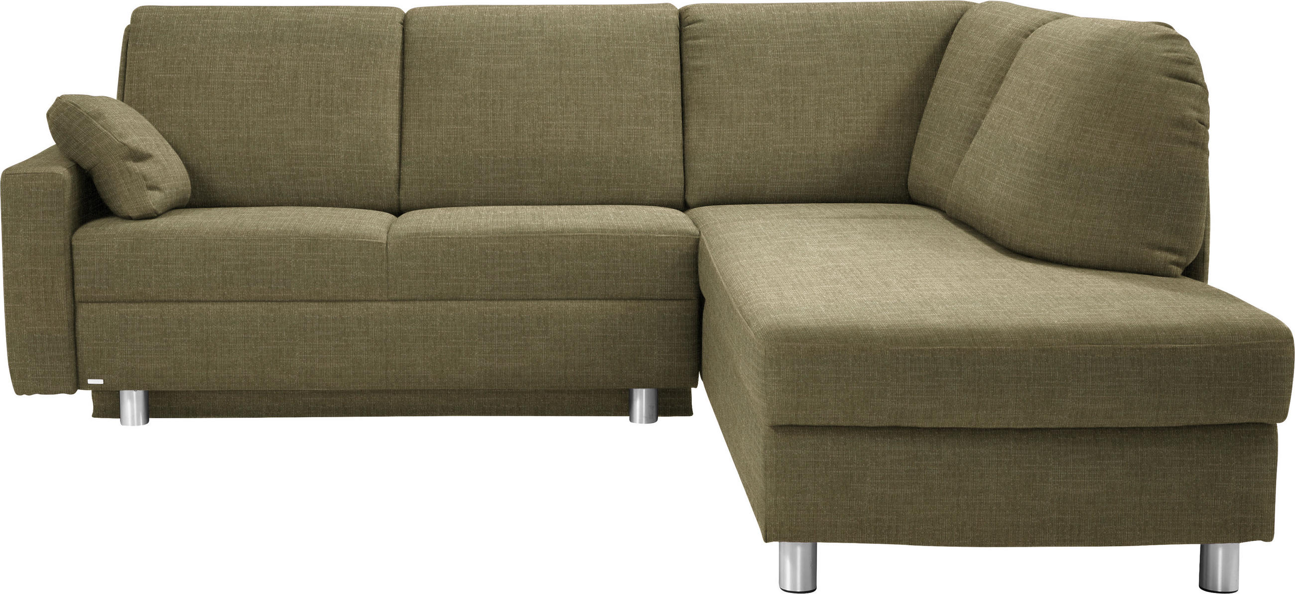 ECKSOFA 227/208 cm  in Chenille Olivgrün Zierkissen, Armlehnenkissen  227/208 cm  - Alufarben/Olivgrün, KONVENTIONELL, Textil/Metall (227/208cm) - Sedda