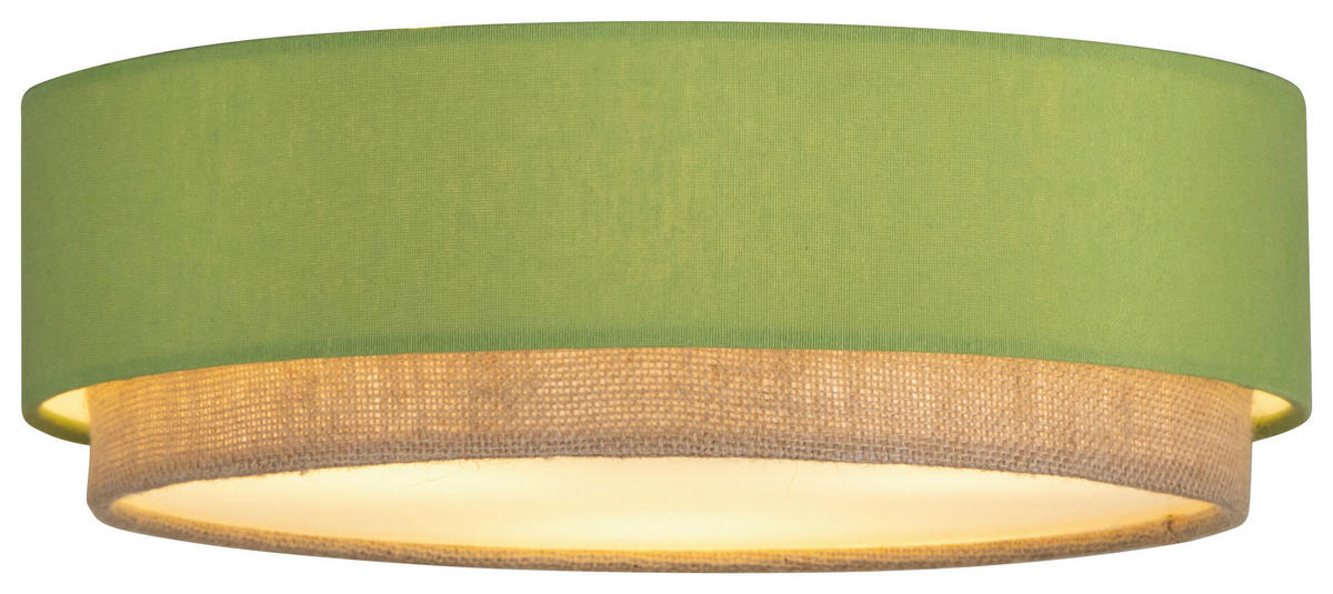 DECKENLEUCHTE 37/12 cm  - Salbeigrün/Naturfarben, Trend, Kunststoff/Textil (37/12cm) - Collett's Monde