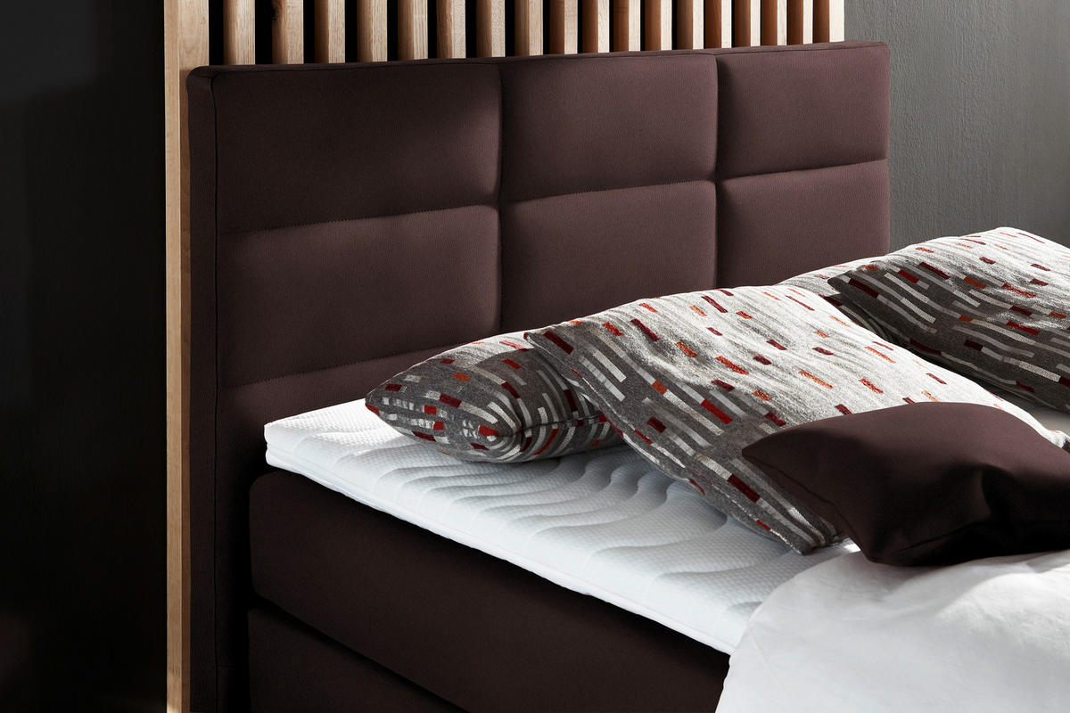 BOXSPRINGBETT 140/200 cm  in Dunkelbraun  - Dunkelbraun/Alufarben, KONVENTIONELL, Textil/Metall (140/200cm) - Dieter Knoll