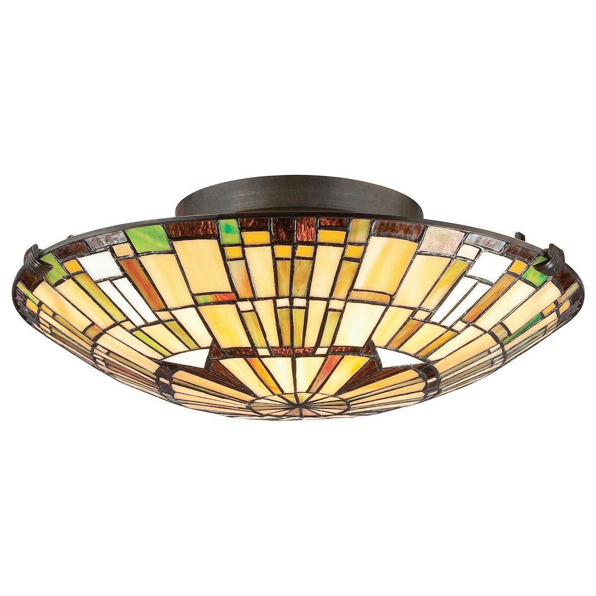 DECKENLEUCHTE  14,6/42,0 cm    - Dunkelbraun/Multicolor, KONVENTIONELL, Glas/Metall (14,6/42,0cm) - Elstead Lighting