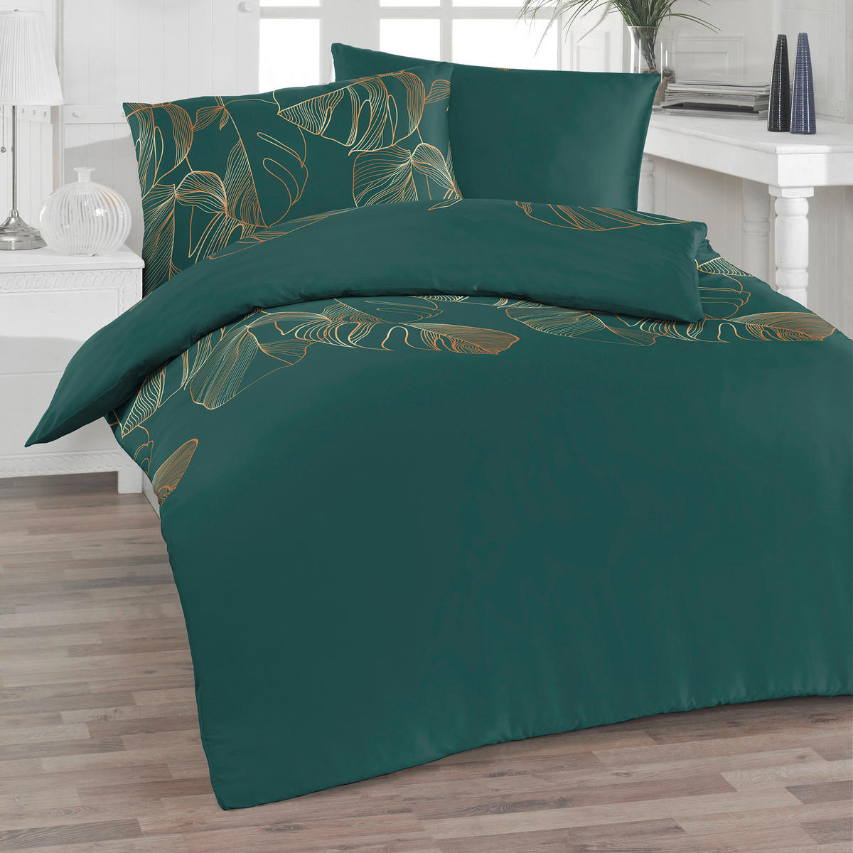 BETTWÄSCHE Satin 140/220 cm  - Smaragdgrün, Basics, Textil (140/220cm) - Florella