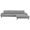 ECKSOFA in Velours Hellgrau  - Hellgrau/Schwarz, Design, Textil/Metall (310/180cm) - Dieter Knoll