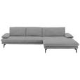 ECKSOFA  in Velours Hellgrau  310/180 cm  - Hellgrau/Schwarz, Design, Textil/Metall (310/180cm) - Dieter Knoll