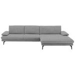 ECKSOFA  in Velours Hellgrau  310/180 cm  - Hellgrau/Schwarz, Design, Textil/Metall (310/180cm) - Dieter Knoll