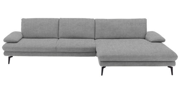 ECKSOFA  in Velours Hellgrau  310/180 cm  - Hellgrau/Schwarz, Design, Textil/Metall (310/180cm) - Dieter Knoll
