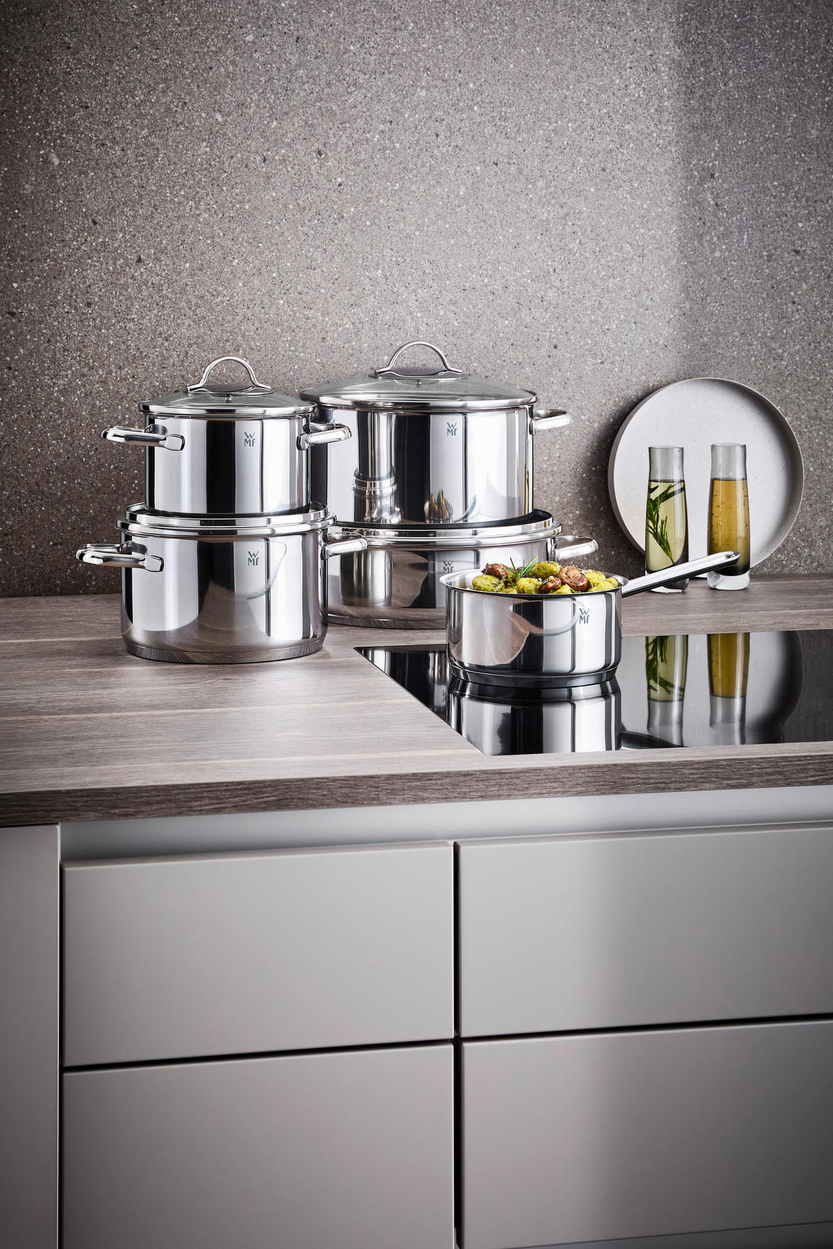 SET LONACA ZA KUHANJE Provence Plus  oplemenjeni čelik  5-dijelni  Provence Plus  - boje oplemenjenog čelika, Basics, staklo/metal - WMF