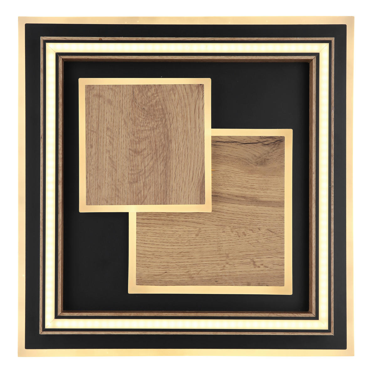 LED-DECKENLEUCHTE 32 W    41/41/7,6 cm  - Dunkelbraun/Opal, Design, Holzwerkstoff/Kunststoff (41/41/7,6cm) - Globo