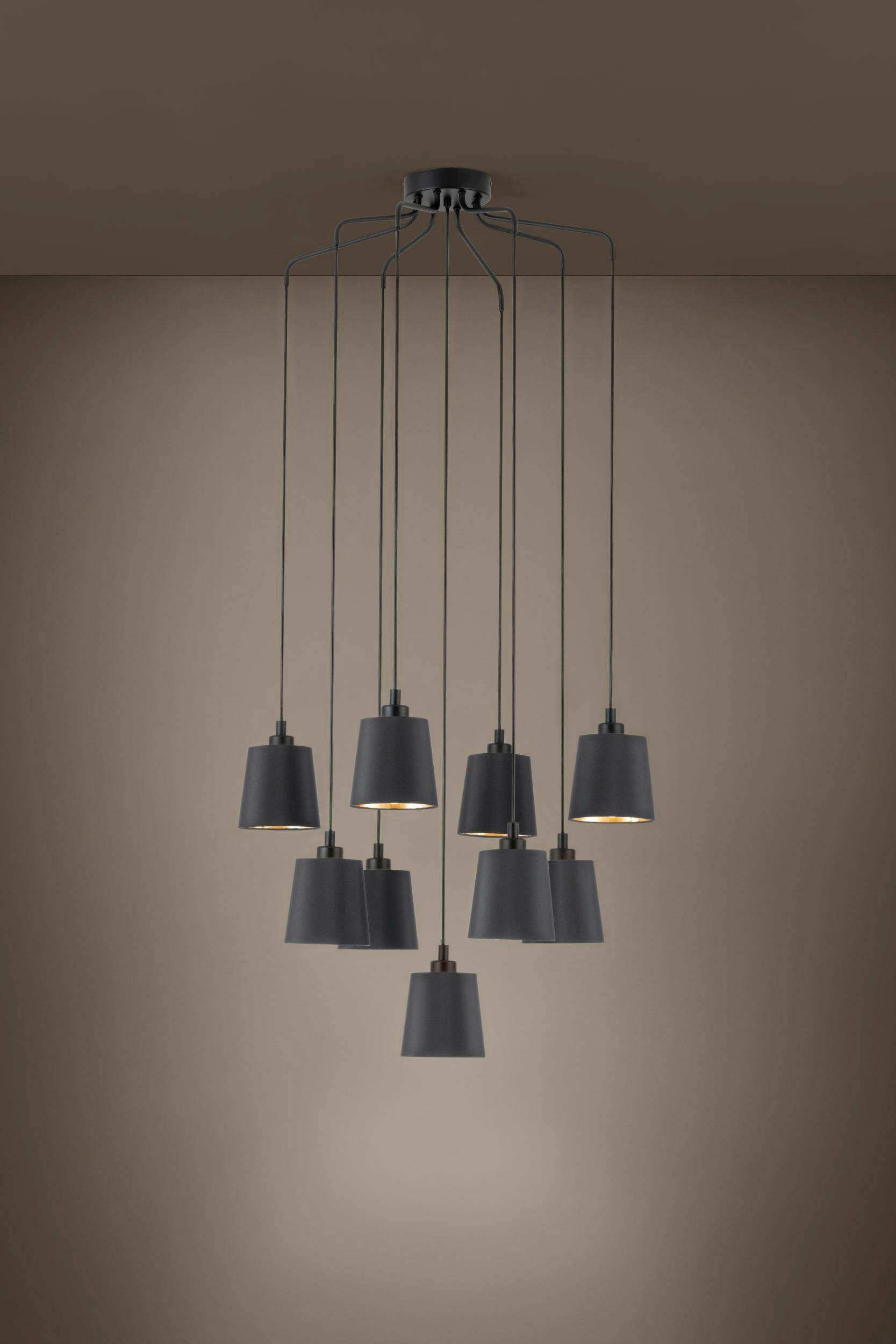 ZÁVĚSNÉ SVÍTIDLO, 78/150 cm  - černá/barvy zlata, Basics, kov/textil (78/150cm) - Eglo
