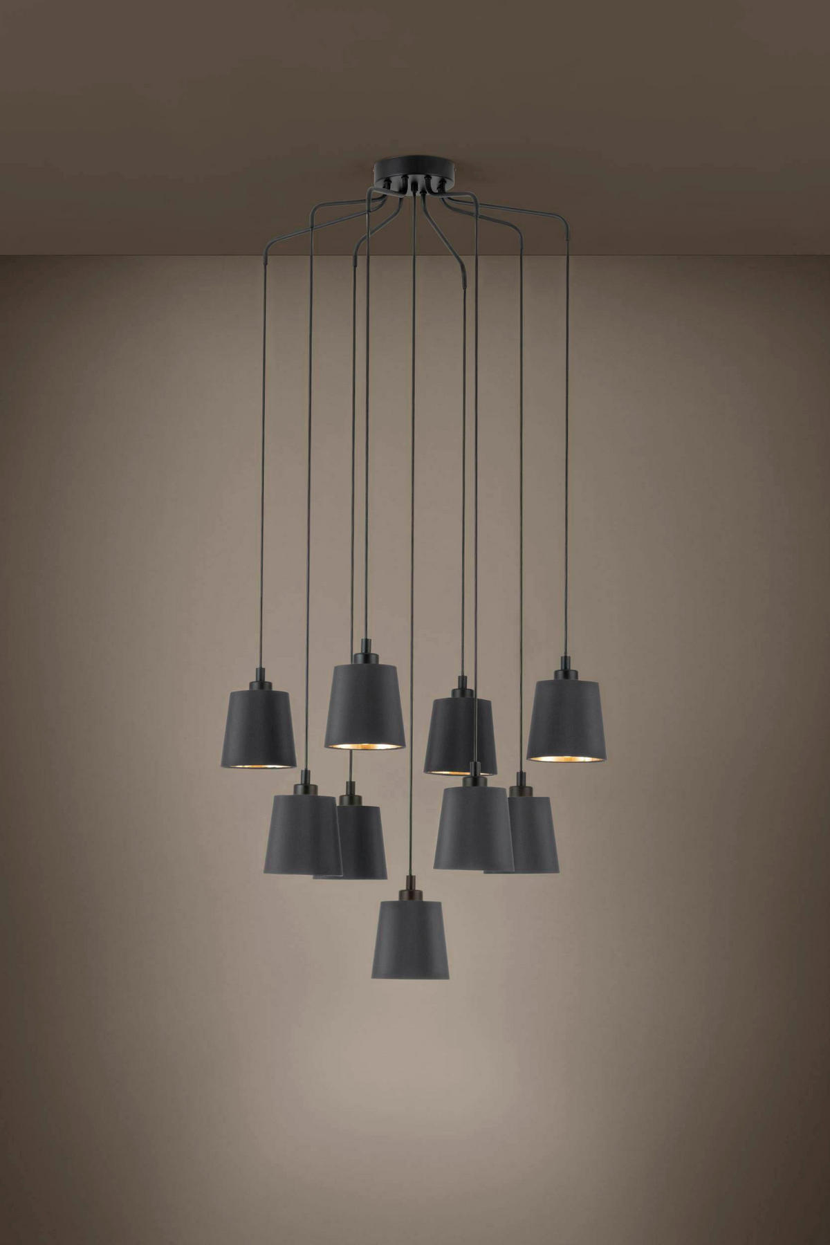 ZÁVĚSNÉ SVÍTIDLO, 78/150 cm  - černá/barvy zlata, Basics, kov/textil (78/150cm) - Eglo