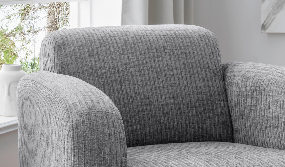 SESSEL in Velours Grau  - Schwarz/Grau, Modern, Textil/Metall (85/76/90cm) - Livetastic
