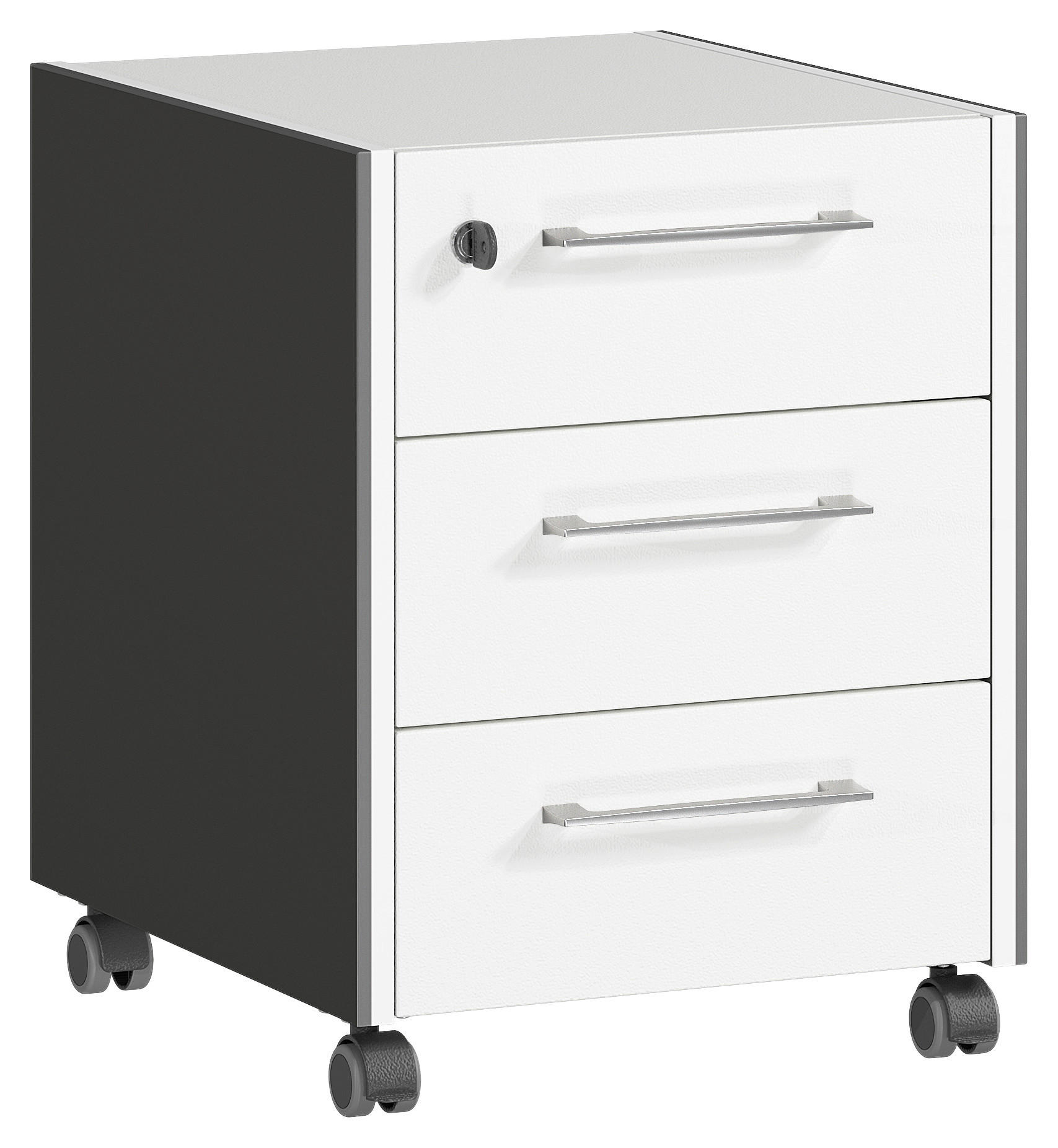ROLLCONTAINER Graphitfarben, Weiß  - Silberfarben/Graphitfarben, MODERN, Holzwerkstoff/Kunststoff (42/54/49cm) - Germania