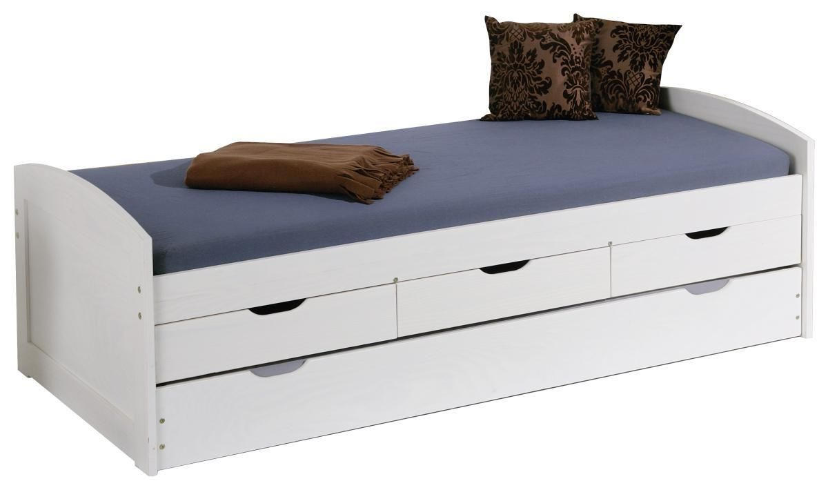 AUSZIEHBETT 90/200 cm,  in Weiß, Lattenrost  - Weiß, LIFESTYLE, Holz (90/200cm) - Xora