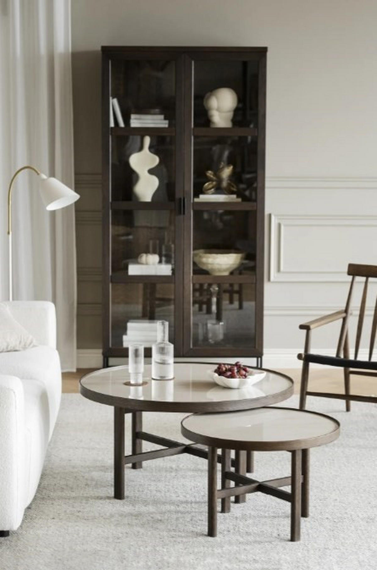 SOFFBORD i trä, keramik 60/40 cm  - beige/mörkbrun, Klassisk, trä/keramik (60/40cm) - Rowico