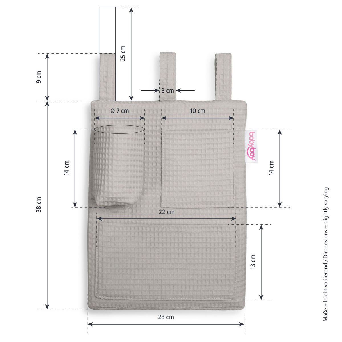 BETTTASCHE - Grauweiß, Basics (38/28/2,5cm) - Babybay