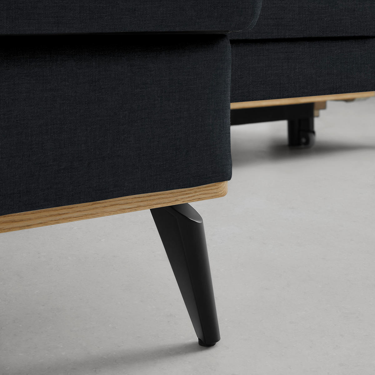 ECKSOFA in Chenille Schwarz  - Schwarz, Konventionell, Holz/Textil (167/234cm) - MID.YOU