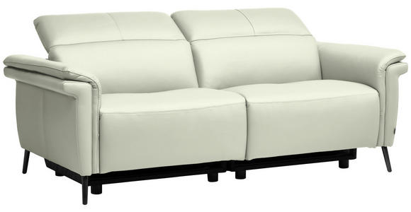 3-SITZER-SOFA  in Echtleder Weiß   - Schwarz/Weiß, Design, Leder/Metall (210/79/104cm) - Belluti