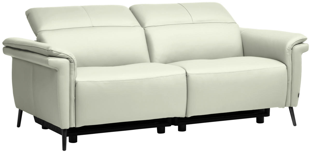 3-SITZER-SOFA Echtleder Weiss  - Weiss/Schwarz, Design, Leder/Metall (210/79/104cm) - Belluti