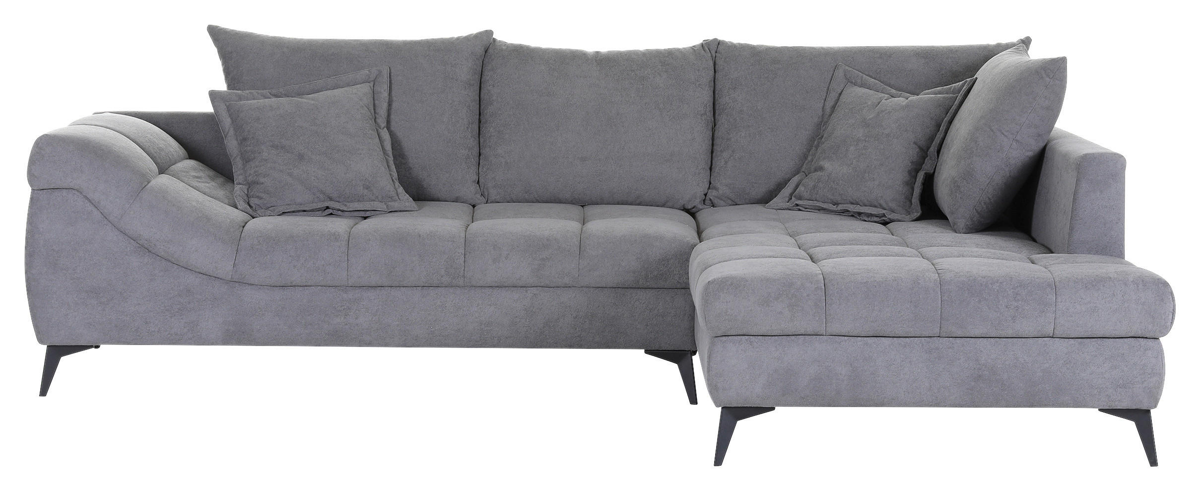 ECKSOFA Grau Flachgewebe  - Schwarz/Grau, Design, Textil/Metall (307/224cm) - Stylife
