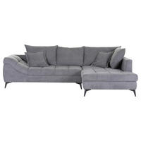 ECKSOFA Grau Flachgewebe  - Schwarz/Grau, Design, Textil/Metall (307/224cm) - Stylife