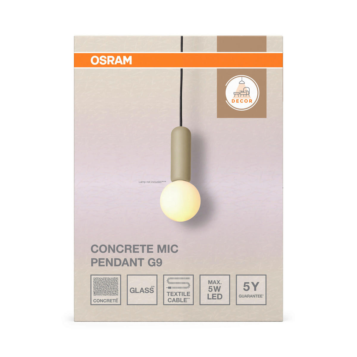 HÄNGELEUCHTE 10/120 cm  - Beige, Basics, Stein (10/120cm) - Osram
