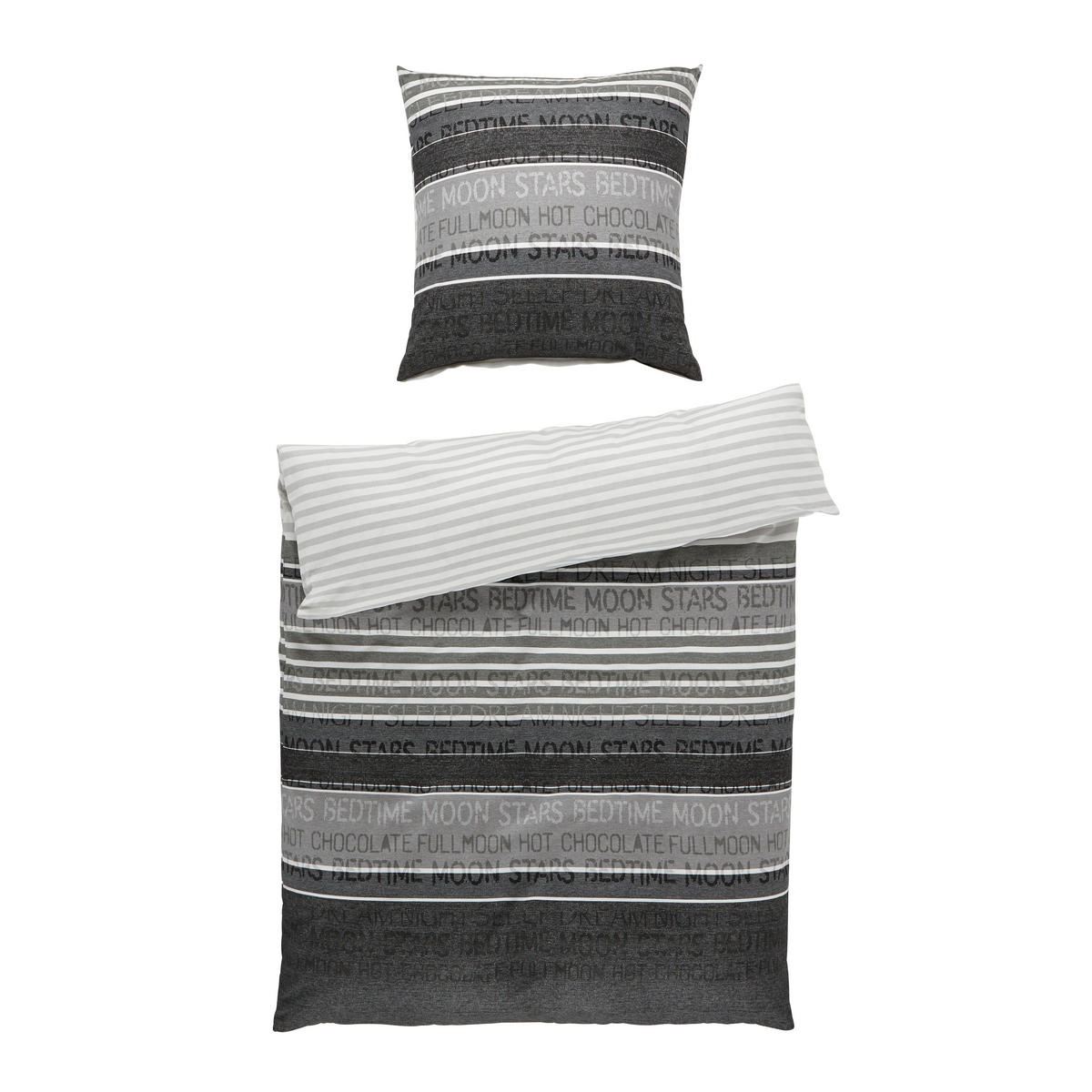 BETTWÄSCHE Davos Biber 155/220 cm  - Dunkelgrau/Hellgrau, KONVENTIONELL, Textil (155/220cm) - Janine