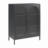 HIGHBOARD Luna   in 80/102/40 cm  - Schwarz, Design, Glas/Metall (80/102/40cm) - MID.YOU