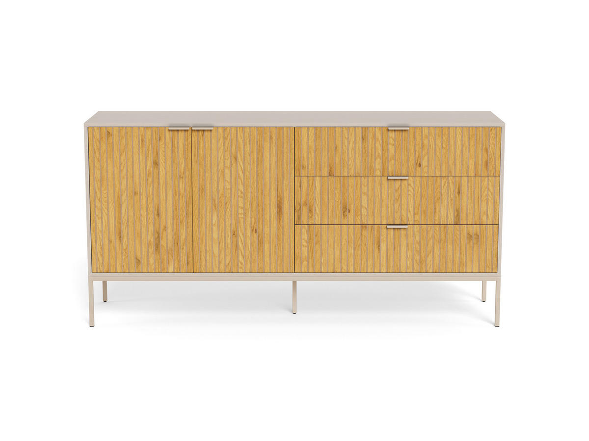 SIDEBOARD  160/80/40 cm 3 Schublade(n)  - Wildeiche/Grau, Design, Holzwerkstoff/Metall (160/80/40cm) - Carryhome