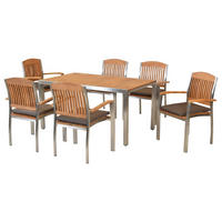 GARTENSET 13-teilig  - Edelstahlfarben/Braun, MODERN, Holz/Textil - Gardenson