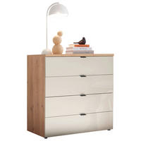 KOMMODE , 80/78,4/43 cm, 4 Schublade(n)  - Schieferfarben/Eiche Bianco, Basics, Glas/Holzwerkstoff (80/78,4/43cm) - Dieter Knoll