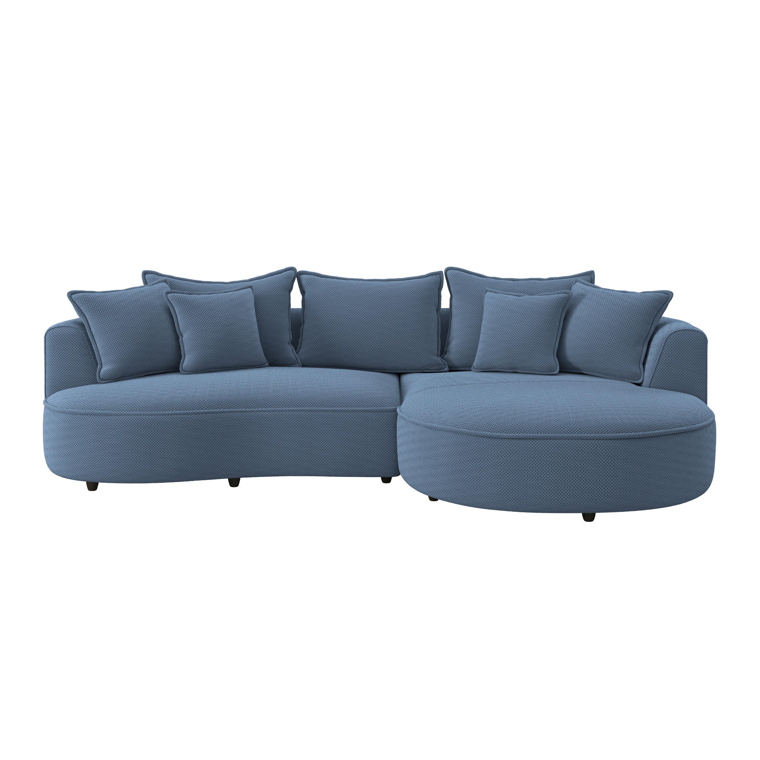 ECKSOFA in Velours, Struktur Dunkelblau  - Schwarz/Dunkelblau, Modern, Kunststoff/Textil (287/168cm) - Livetastic