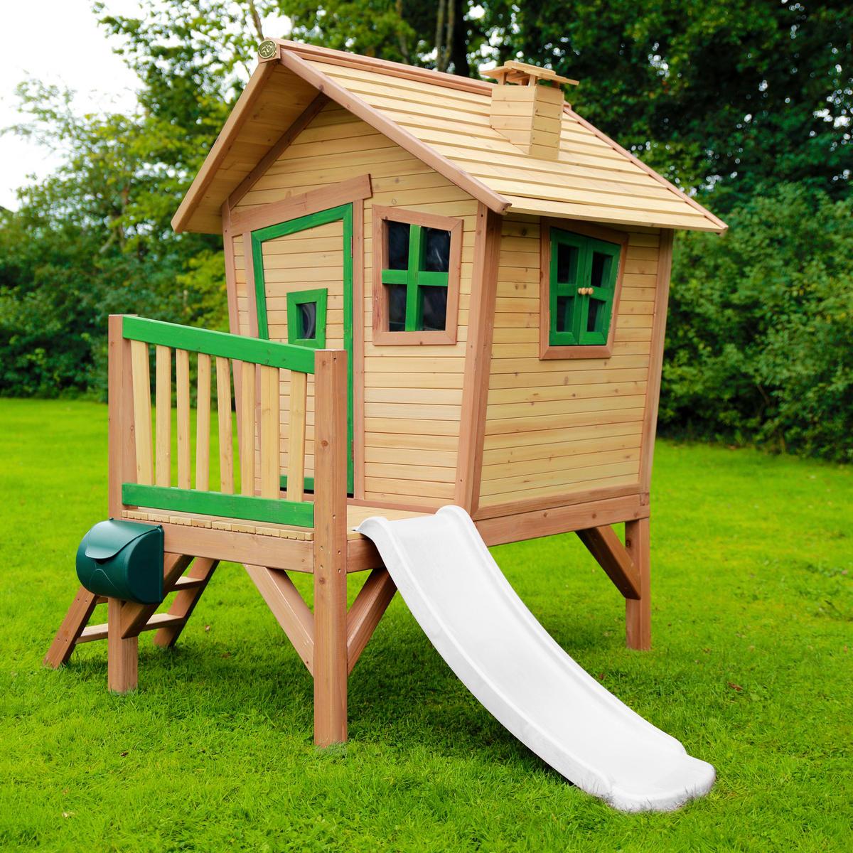 SPIELHAUS 264/203/177 cm  - Braun/Weiß, KONVENTIONELL, Holz/Kunststoff (264/203/177cm) - Ambia Garden