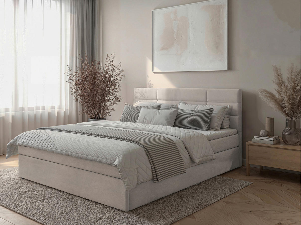 BOXBETT 160/200 cm  Creme  - Creme/Schwarz, Konventionell, Holz/Kunststoff (160/200cm) - Carryhome