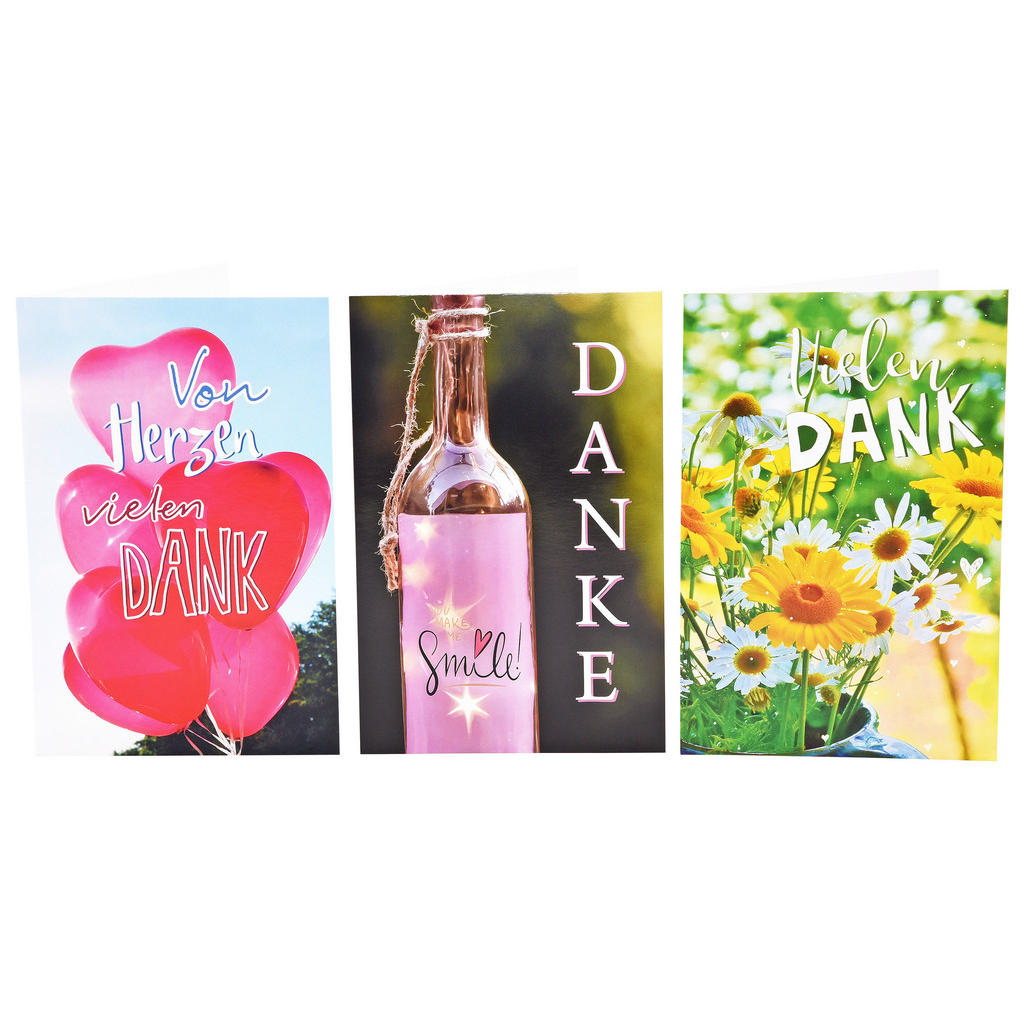 Danksagungskarte Versch. Motive 11,5x17,5 Cm Mit Kuvert