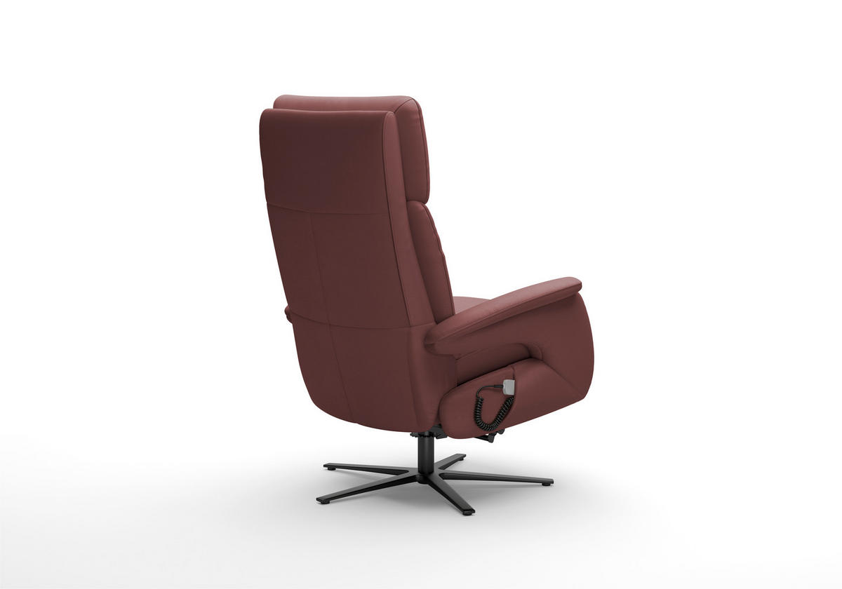 RELAXSESSEL TV TRIPLE SEVEN XTRA LARGE S1 Echtleder Kopfteilverstellung, Fußteilverstellung, Rücken echt    - Rotbraun/Schwarz, Basics, Leder/Metall (86/111/86cm) - Sit & More