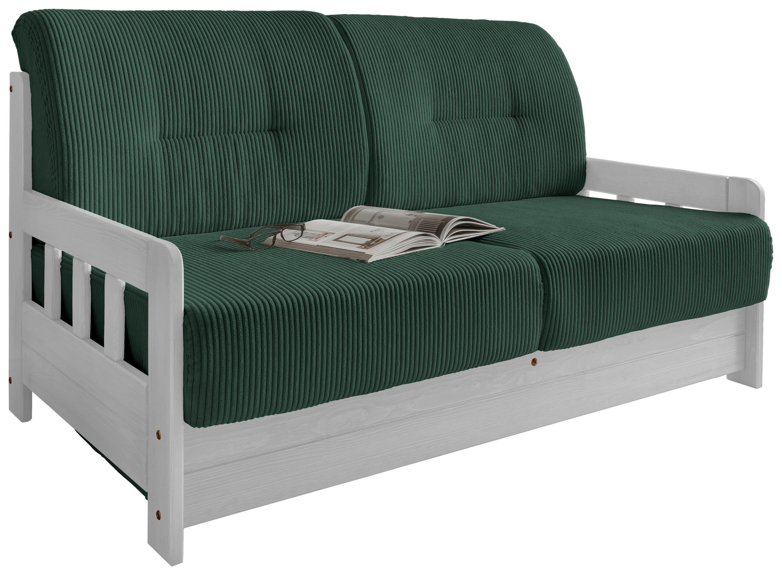 SCHLAFSOFA in Textil Grün  - Weiss/Grün, Modern, Holz/Textil (154/88/90cm) - Livetastic