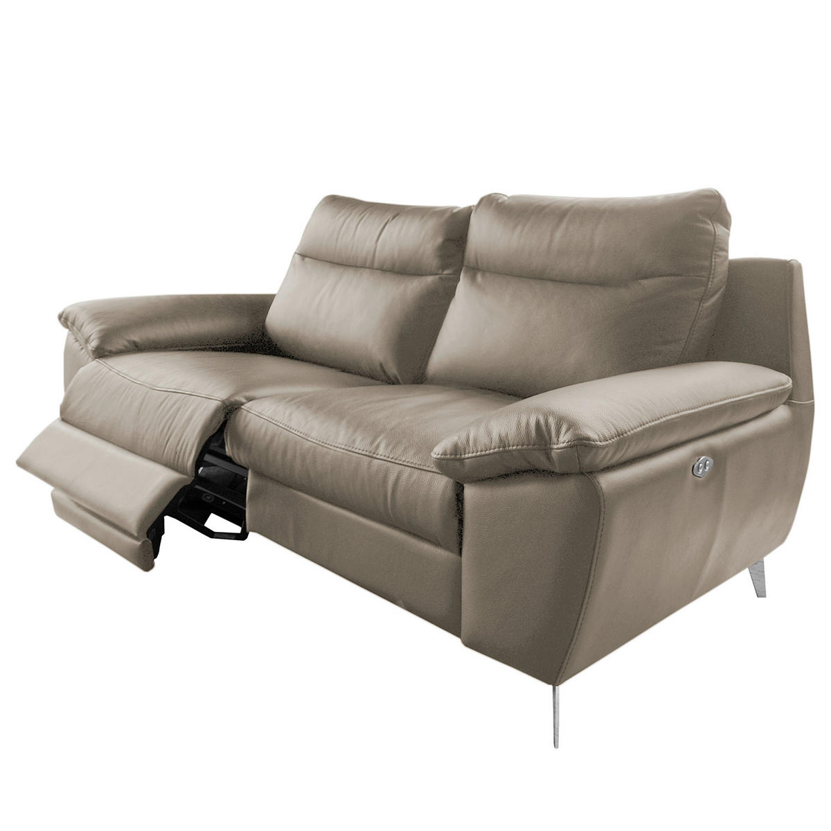 2-SITZER-SOFA 178/95/96 cm PERLE in Echtleder Taupe   - Taupe/Chromfarben, Design, Leder/Metall (178/95/96cm) - Livetastic