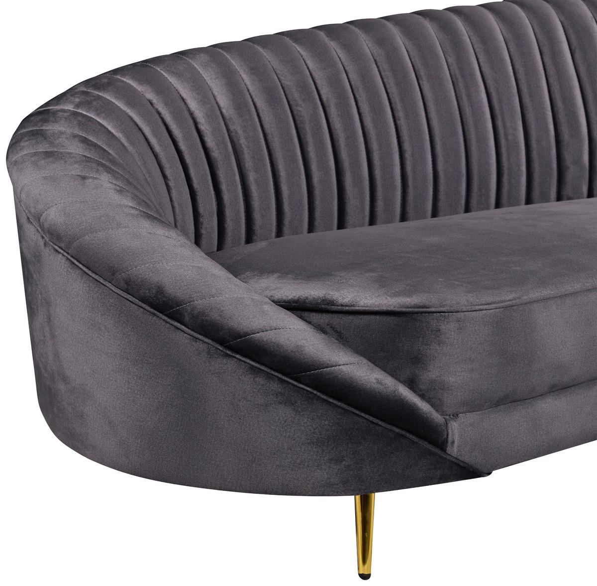 3-SITZER-SOFA ELARA Samt Anthrazit  - Anthrazit/Goldfarben, Design, Textil/Metall (246/81/111cm) - MID.YOU