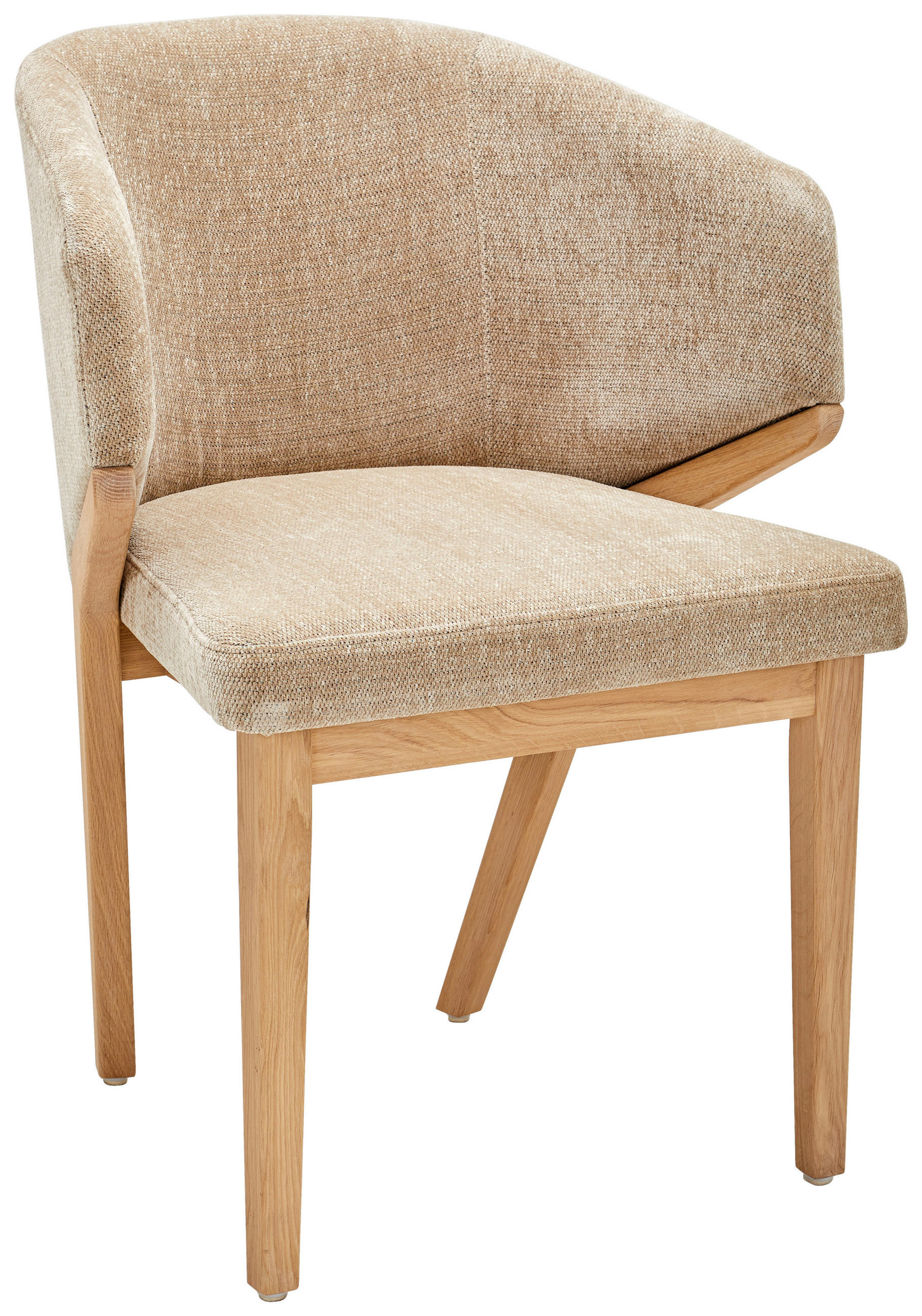 ARMLEHNSTUHL  in Chenille  - Eiche Bianco/Beige, KONVENTIONELL, Holz/Textil (60/82/60cm) - Linea Natura