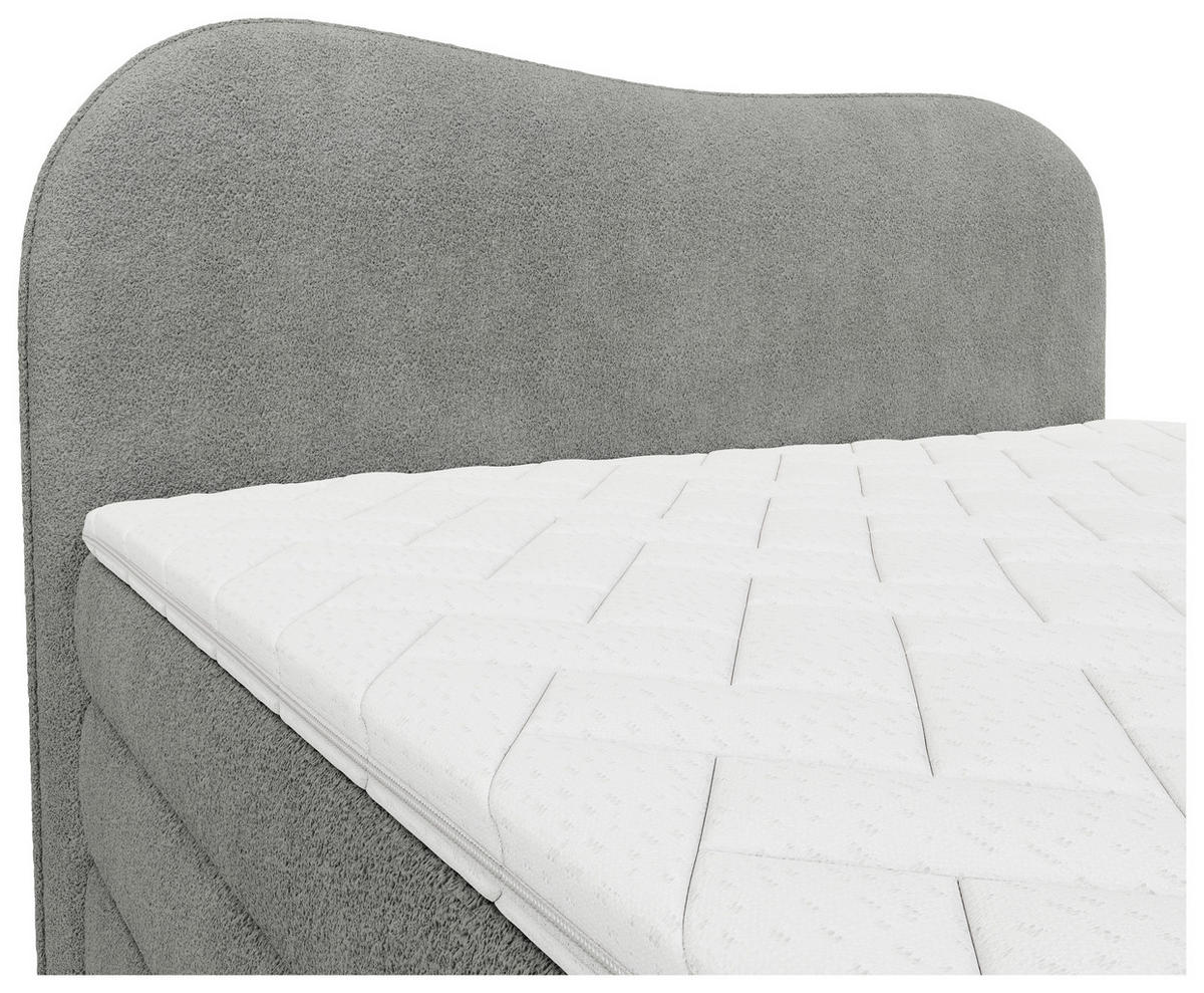 BOXSPRINGBETT 180/200 cm,  in Dunkelgrau, gepolstertes Kopfteil, Bettkasten, Topper, Matratzen, H3 + H3 = fest  - Dunkelgrau/Schwarz, Design, Holz/Holzwerkstoff (180/200cm) - Chameo