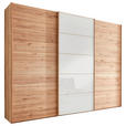 SCHWEBETÜRENSCHRANK  in Weiß, Buchefarben  - Buchefarben/Weiß, Natur, Glas/Holz (250/217/67cm) - Linea Natura