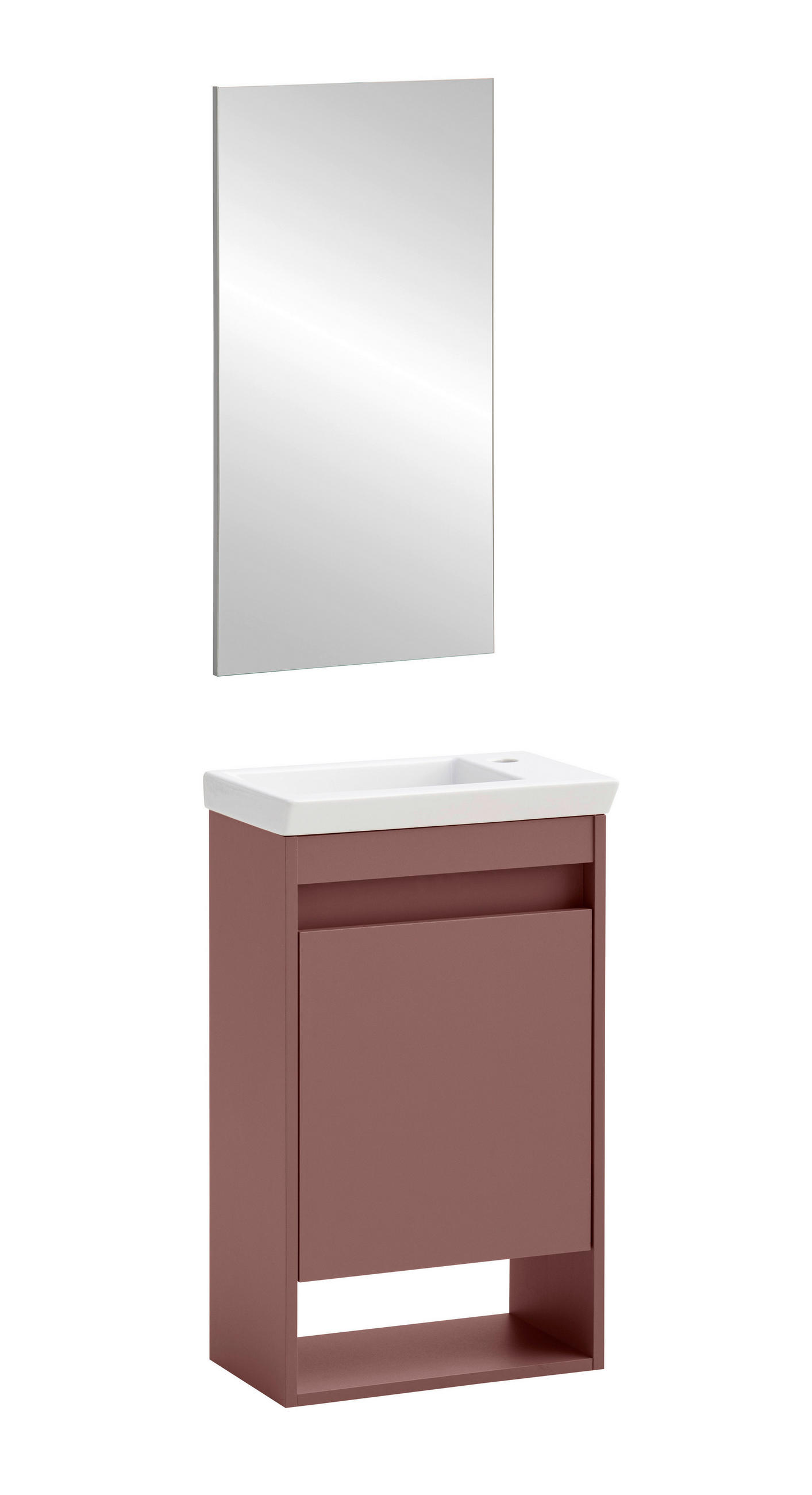 GÄSTEBAD 45,5 cm  - Weiß Hochglanz/Mauve, KONVENTIONELL, Keramik/Holzwerkstoff (45,5cm)