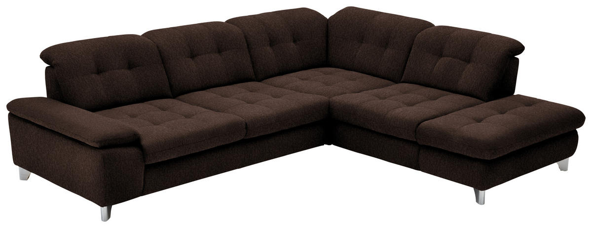 ECKSOFA in Chenille Dunkelbraun  - Chromfarben/Dunkelbraun, Design, Textil/Metall (310/260cm) - Beldomo Speed
