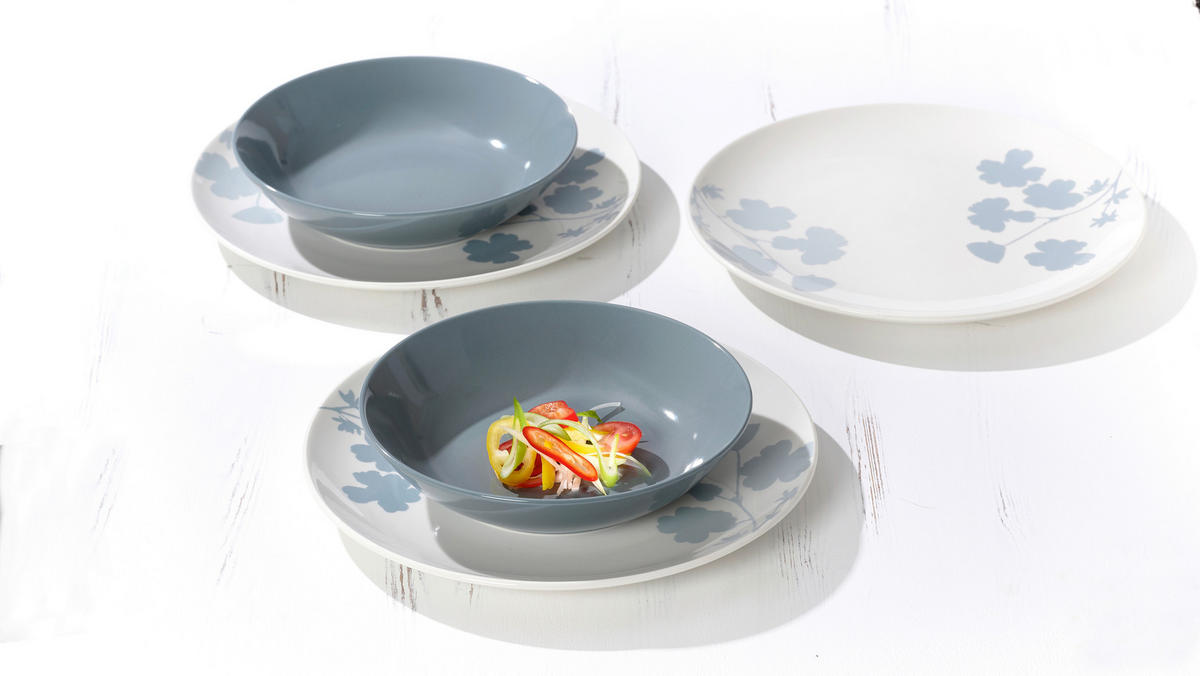 TAFELSERVICE Grau, Weiß Ida 12-teilig  - Weiß/Grau, KONVENTIONELL, Keramik (30/22/30cm) - Ritzenhoff Breker