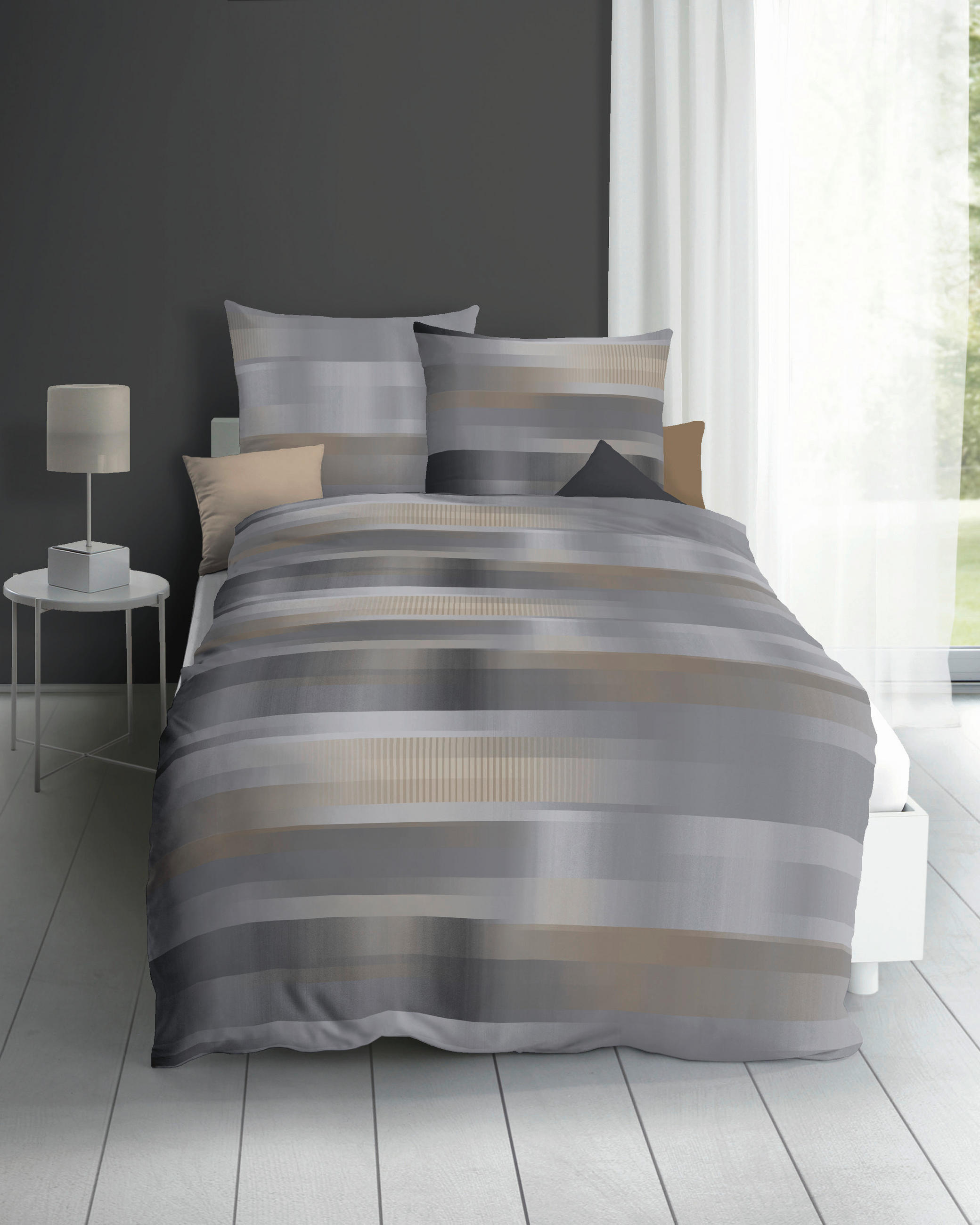 POSTELJNINA Vision 140/200 cm saten platinaste barve  - platinaste barve, Konvencionalno, tekstil (140/200cm) - Kaeppel