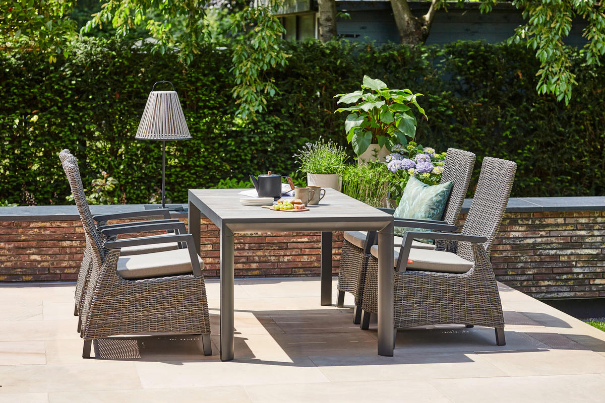 GARTENTISCH 160/90/74 cm Metall rechteckig  - Graubraun/Anthrazit, Basics, Keramik/Metall (160/90/74cm) - Siena Garden