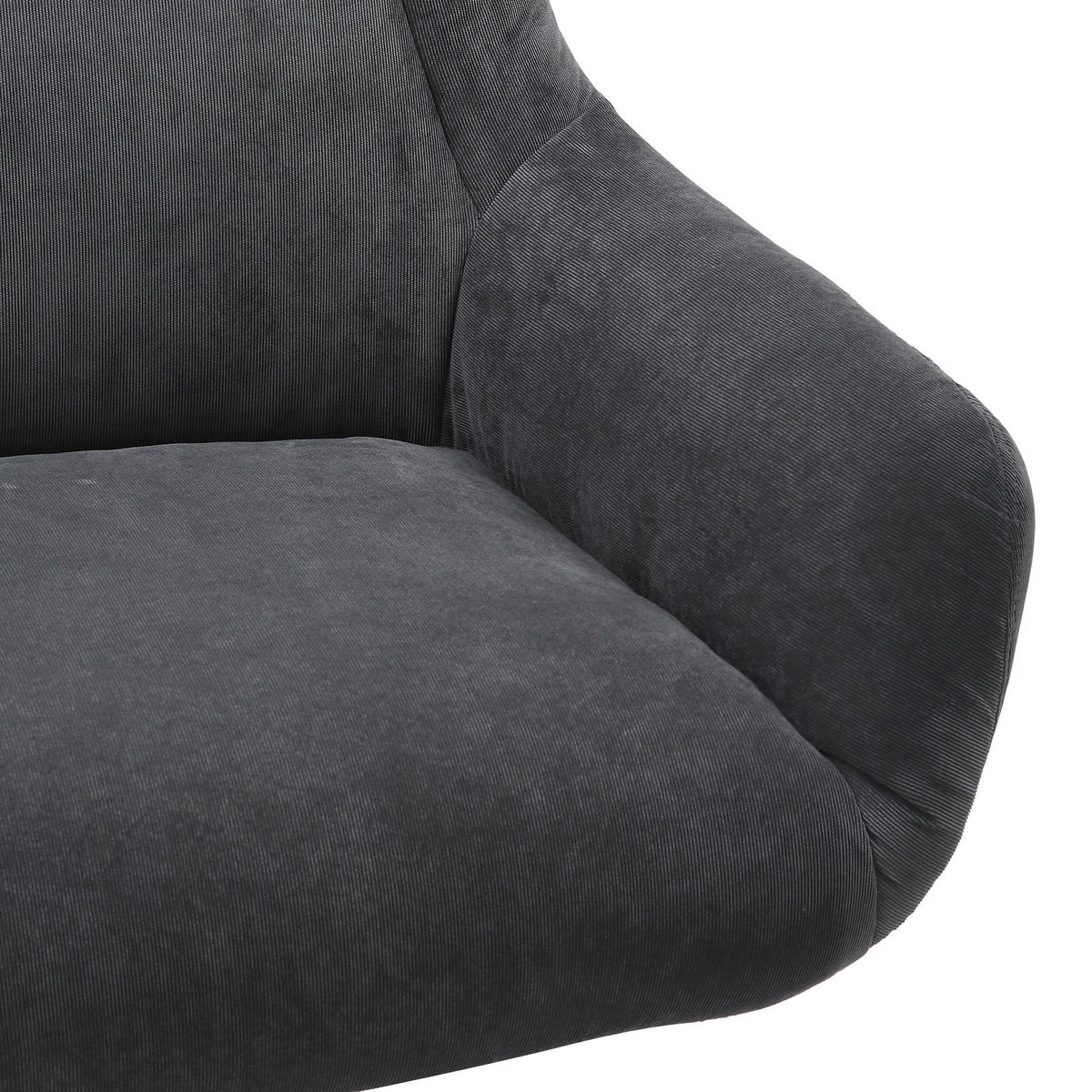 SESSELSET in Cord Anthrazit  - Anthrazit/Schwarz, MODERN, Textil/Metall (82/106/85cm) - Livetastic