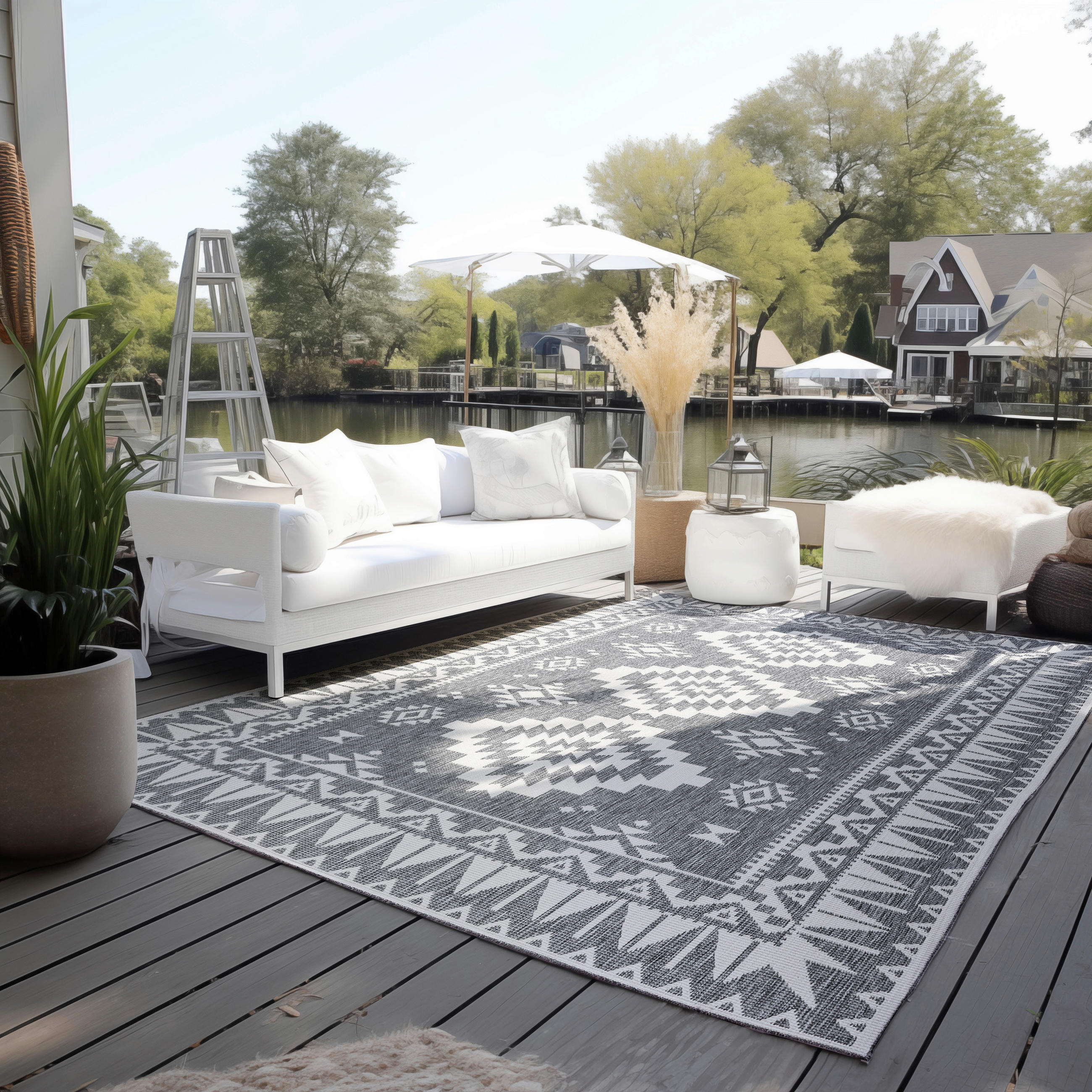 OUTDOORTEPPICH 80/150 cm Gemini Silberfarben, Weiß  - Silberfarben/Weiß, Design, Kunststoff/Textil (80/150cm) - Elle Decoration